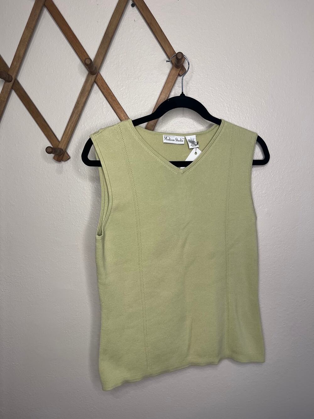 Madison Studio Vintage Sage Green V-Neck Knit Top